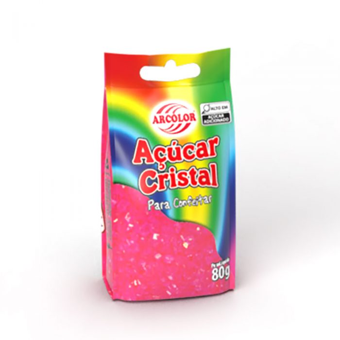 Açúcar Cristal Arcólor 80g Rosa