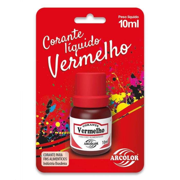 Corante Líquido 10ml Cartelado Arcólor vermelho