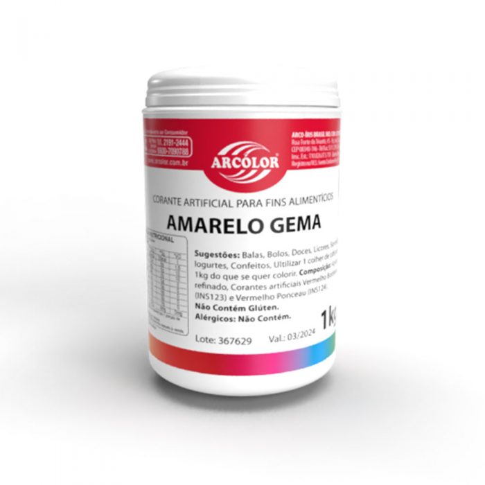 Corante em Pó Pote 1kg Amarelo Gema Arcólor